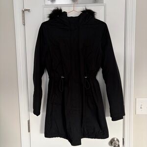 URBAN OUTFITTERS Black Hooded Mid Length Puffer Coat